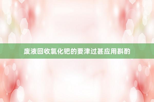废液回收氯化钯的要津过甚应用斟酌