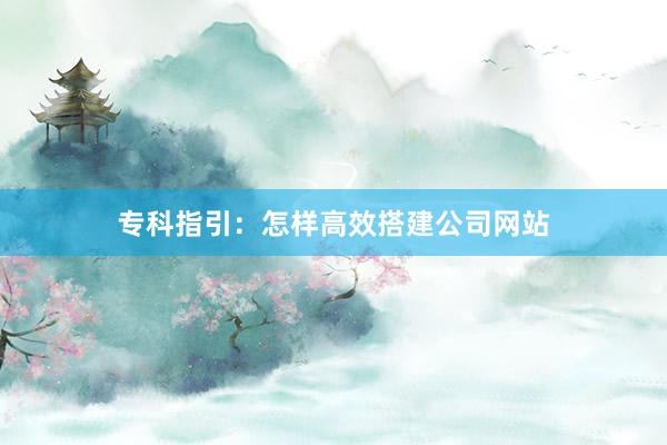 专科指引：怎样高效搭建公司网站